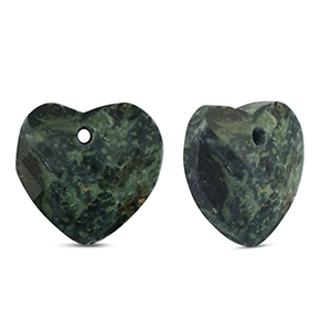 Natural stone charms Glass heart Black-Grey