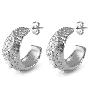 Stainless steel earrings / earpins imitation pearls Silver