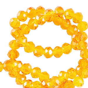 Top faceted beads 6x4mm disc Vibrant Orange