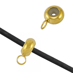 Stainless steel findings smart stopper bead with loop Gold