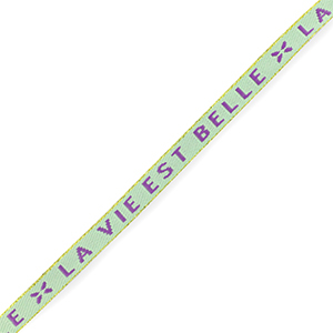 Ribbon text "la vie est belle" Mint green-purple