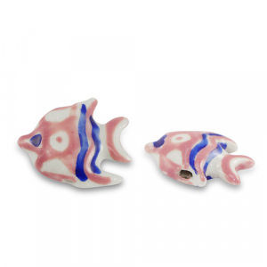 Ceramic beads fish Vintage pink-Royal Blue