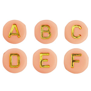 Acrylic letter beads mix Light Peach Pink-Gold