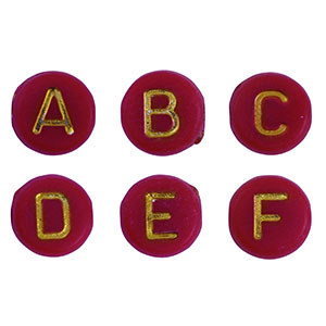 Acrylic letter beads mix Dark Red-Gold