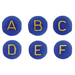 Acrylic letter beads mix Cobalt Blue-Gold
