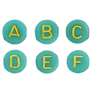 Acrylic letter beads mix Emerald Green-Gold
