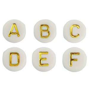 Acrylic letter beads mix Off White-Gold