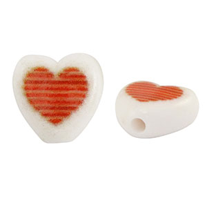 Acrylic letter beads heart White-Red