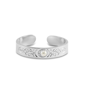 Stainless steel rings pearls Silver