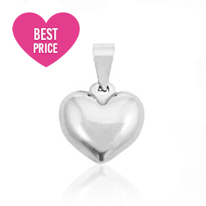 Stainless steel charms heart rounded Silver