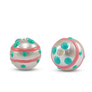 Acrylic beads dots Pearl-pink green