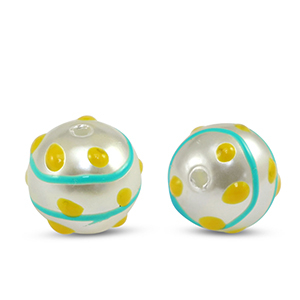 Acrylic beads dots Pearl-blue yellow