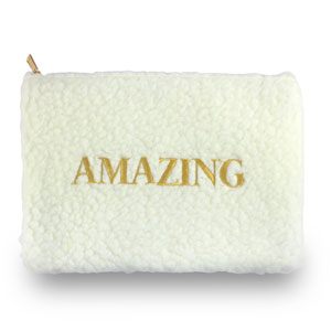 Teddy pouch "AMAZING" Off White-Gold