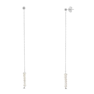 Stainless steel earrings / earpins pearls Silver