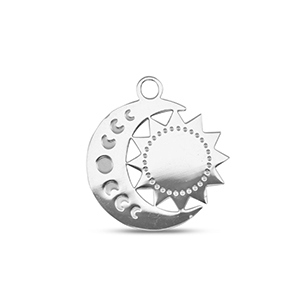 Stainless steel charms moon and sun Silver