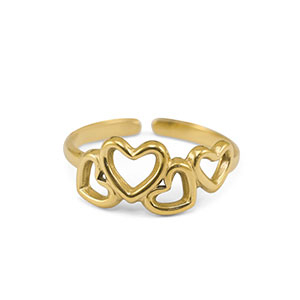 Stainless steel rings heart Gold