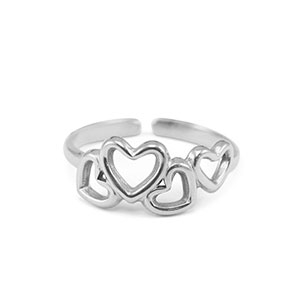 Stainless steel rings heart Silver