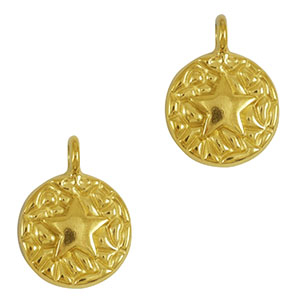 Stainless steel charms round starfish Gold