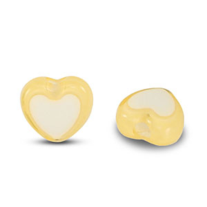 Acrylic beads heart Yellow-white