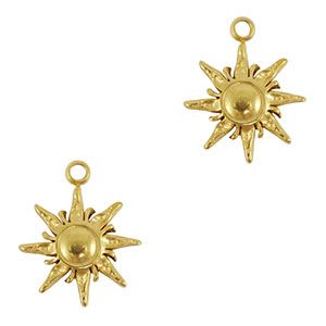 Stainless steel charms sun Gold