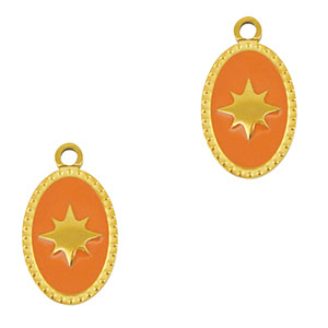 Stainless steel charms oval sun Gold-Orange