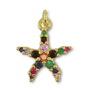 Brass TQ metal charms starfish Gold-Multicolor