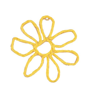 Raffia pendants flower 55mm Yellow