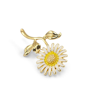 Brooches flower White-Yellow-Gold