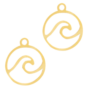 Stainless steel charms wave Gold