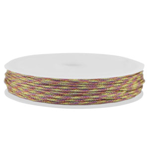 Macram&eacute; bead cord braided 1mm Purple-Green Metallic