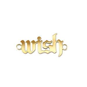 Stainless steel charms connector ''wish'' Gold
