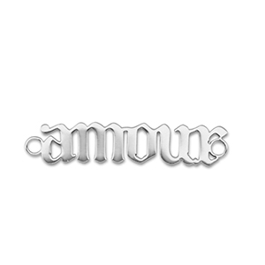 Stainless steel charms connector ''amour'' Silver