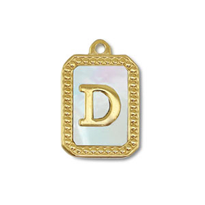 Stainless steel charm shell letter D Gold-White (natural colour)