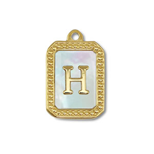 Stainless steel charm shell letter H Gold-White (natural colour)