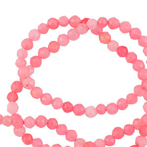 Natural stone beads 3mm faceted polished Coral Pink