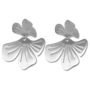 Stainless steel earrings / earpins flower Silver
