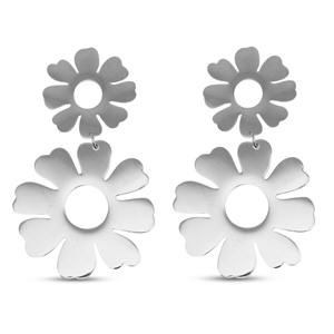 Stainless steel earrings / earpins flower Silver