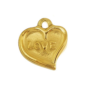 Stainless steel charms heart Gold