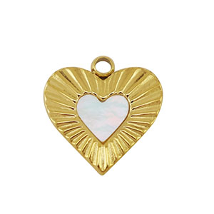 Stainless steel charm shell heart Gold-White (natural colour)