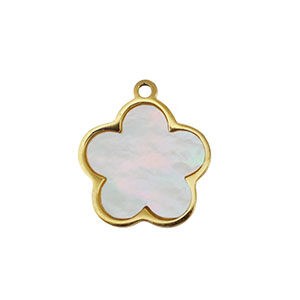 Stainless steel charm shell flower Gold-White (natural colour)