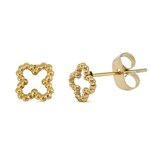 Stainless steel earrings / earpins clover Gold
