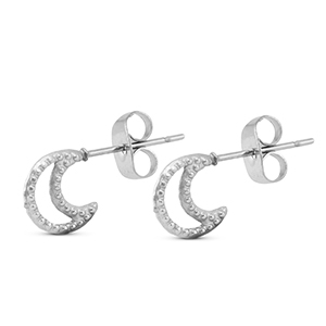 Stainless steel earrings / earpins moon Silver