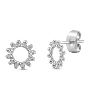 Stainless steel earrings / earpins flower Silver