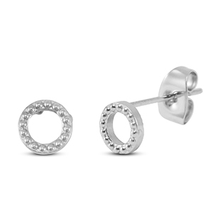 Stainless steel earrings / earpins round Silver