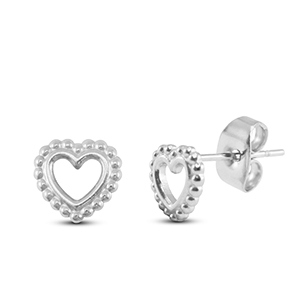 Stainless steel earrings / earpins heart Silver