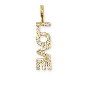 Brass TQ metal charms zirconia "love" Gold