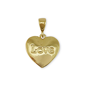 Brass TQ metal charms heart "love" Gold