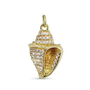 Brass TQ metal charms zirconia shell Gold
