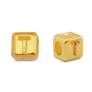 DQ T European metal letter beads Gold (nickel free)