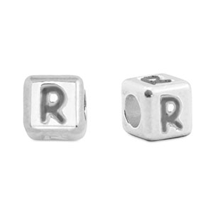 DQ R European metal letter beads Antique Silver (nickel free)